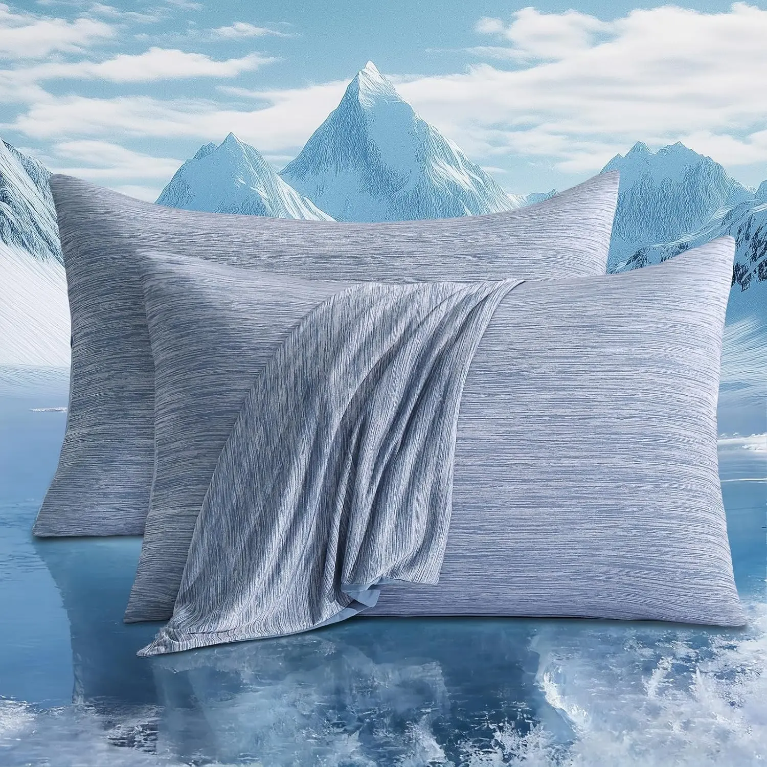 Elegear 2Pcs Double-Sided Cooling Pillowcases with Hidden Zipper, Japanese Q-Max 0.5, Cooling Microfiber-Cotton Blend, Wrinkle-Resistant, Durable, Fade-Resistant, Skin-Hair Friendly, Gift-Worthy for Hot Sleepers, Solid, Night Sweats, Cooling Bedding