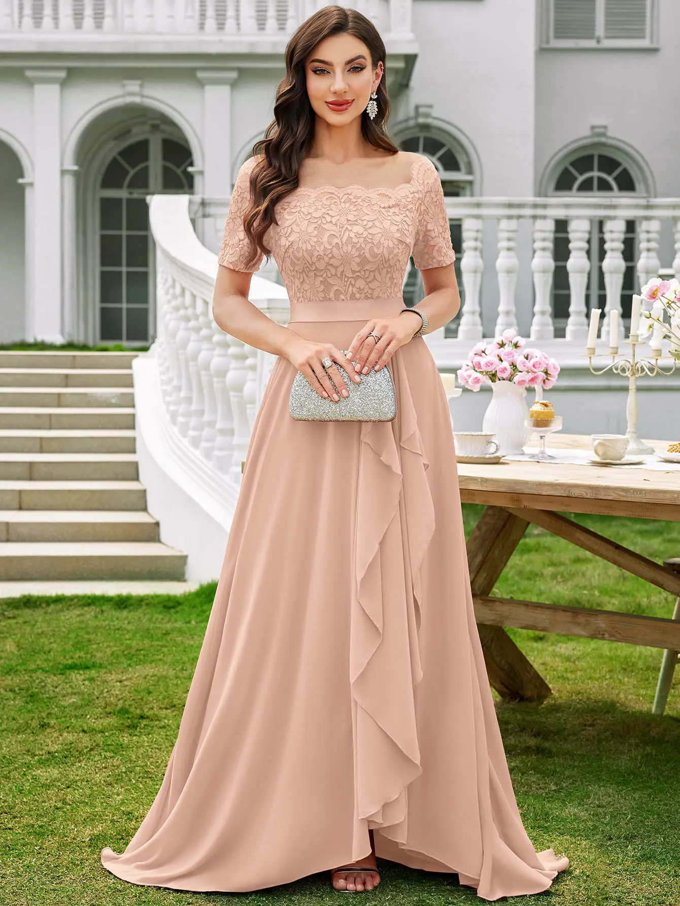 Miusol 24449A Women's Off Shoulder Classic Floral Lace Ruffle Short Sleeve Formal Wedding Party Bridesmaid Maxi Dress - TikTok Shop Miusol 24449A Women's Off Shoulder Classic Floral Lace Ruffle Short Sleeve Formal Wedding Party Bridesmaid Maxi Dress - TikTok Shop