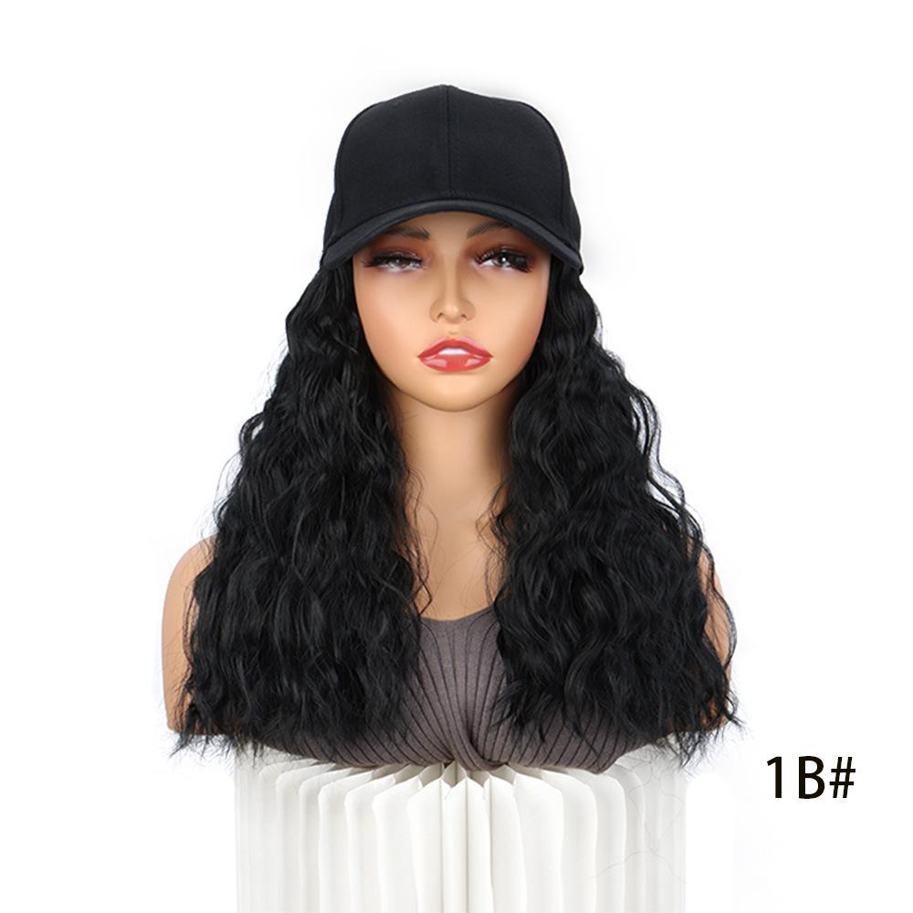 17.7inch Bob Hair With Baseball CapWave Curly Hair Hat Short SyntheticHair Extensions For Women