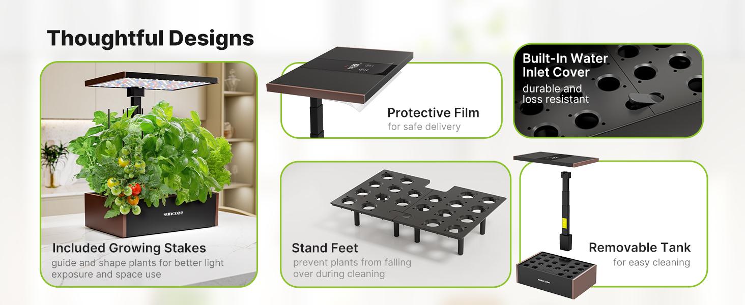 SUNCOZE Hydroponics Growing System Kit 12 Pods/20 Pods, Indoor Herb Garden with Grow Light 20W/24W/30W, 4L/10L Large Water Tank with Adjustable Height, Built-in Pump, Gardening Gifts