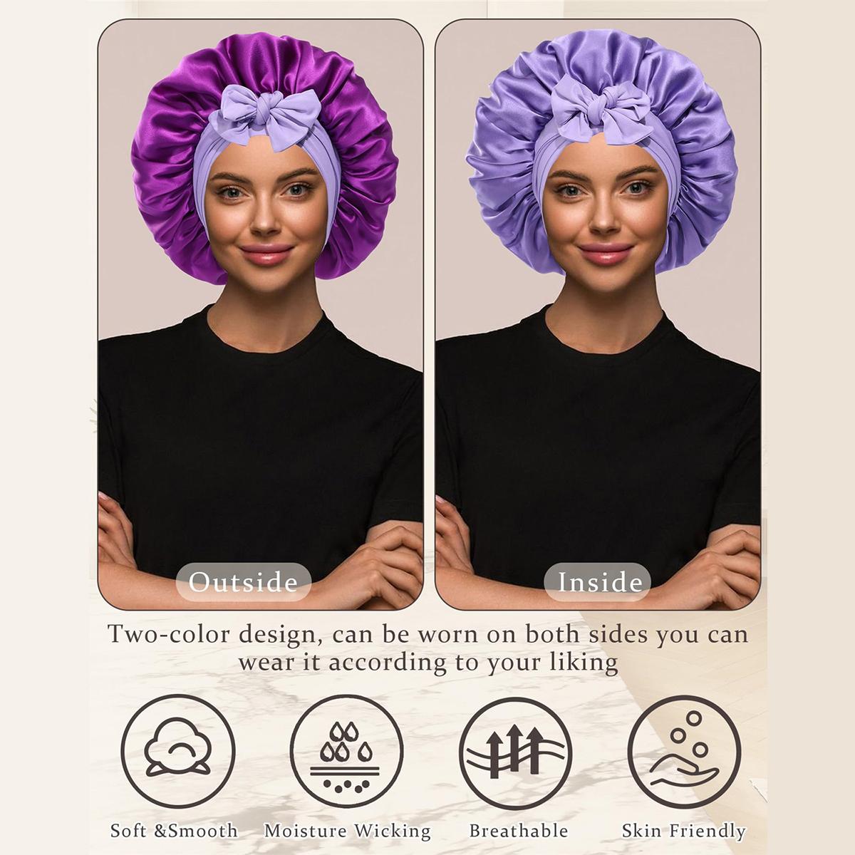 100% Mulberry Silk Bonnets for Sleeping Women Double Layer Hair Bonnet Natural Silk Cap with Elastic Tie Band Reversible Nightcap Gifts for Female