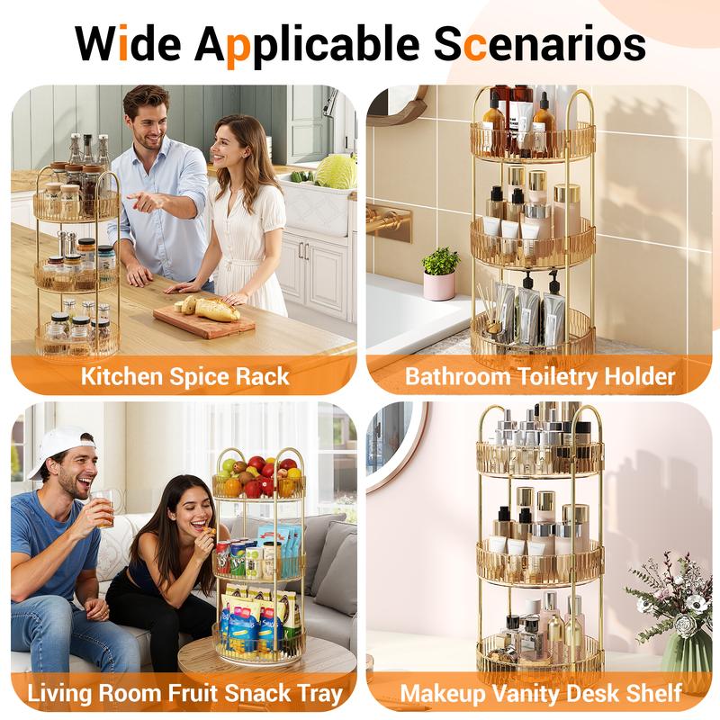 【Valentine‘s Day Gifts】Bepatio 2/3 Tier 360° Rotating Makeup Organizer - Large Capacity Acrylic Vanity Storage with Stackable Design, Premium Skincare & Cosmetic Display Shelf, Black Friday Gift Set for Girls,Sisters & Mothers