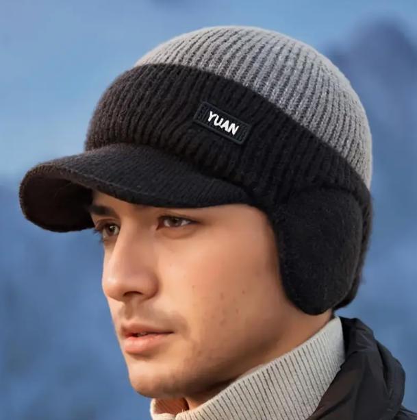 Velvet wool hat, ear protection knitted warm duckbill hat, cold and windproof warm ear protection hat