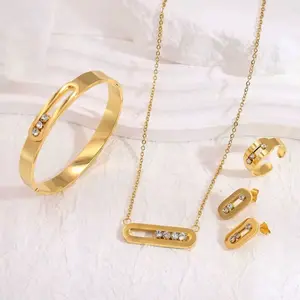 KELLY 4 pcs set Accessories Set for Women Elegant Gold-Tone Jewelry Kit with Necklace Earrings Bracelet and Ring
