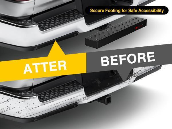 Nilight Hitch Step with 2" Hitch Receiver Rear Bumper Guard Protector 23.5 Inch with 5/8" Hitch Pin Clip Upgraded Textured Black Anti Slip Hitch Step Bar for Pickup Truck Car SUV