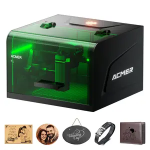 ACMER K1 Desktop 2.5W Compact Laser Engraving Machine, with a working area of 150×150mm, fine engraving spot of 0.08mm. Suitable for materials such as wood, leather, acrylic, leaves, etc. It can be used for DIY handicrafts and festival gift production.
