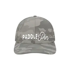 Paddle+Pin Bubba Performance Hat 97/3 Recycled Polyester Spandex Structured Six Panel Mid Profile Slightly Curved Unique Flex Visor Board Moisture Management Sweatband Rubber Strap Hook and Loop Closure