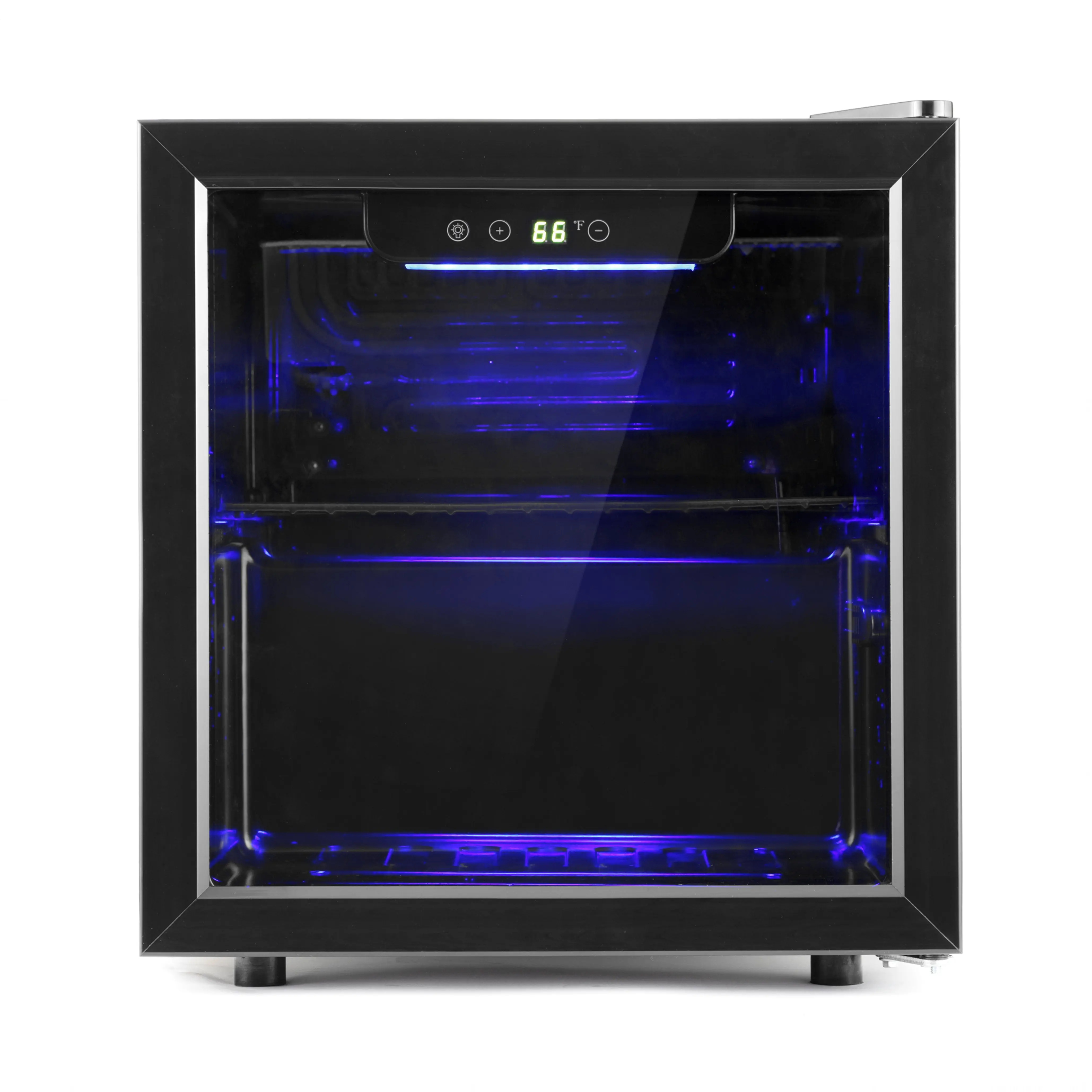 Antarctic Star 1.3 cu ft Freestanding Portable Fridge Beverage Cooler with Organizer Shelf, Single Zone 40°F-61°F, Soft Blue LED Lighting, Quiet Cooling System, Glass Door for Kitchens/Bars - Household Appliance, Mini Fridge, Soft Blue Led Sets Mood, Comp