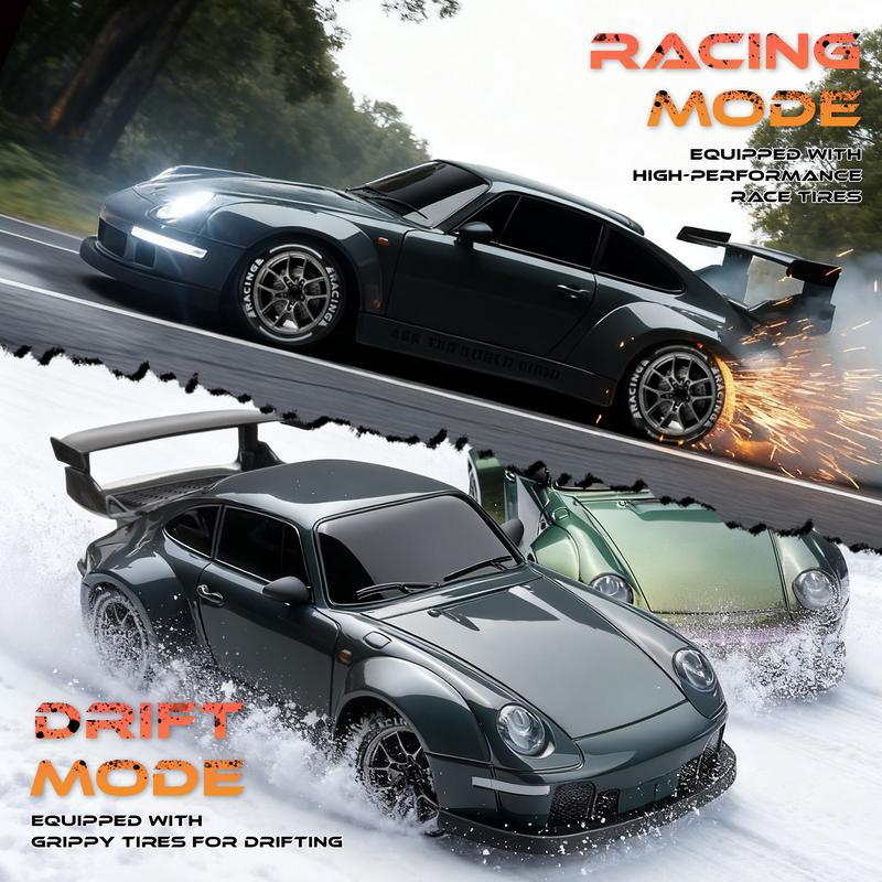 RC Drift Car, 1:24 Remote Control Car for Kids, 20KM/H 4WD High Speed RC Cars with LED Lights, Two Batteries, Extra Drifting Tires, Vehicle for Adults Boys Girls