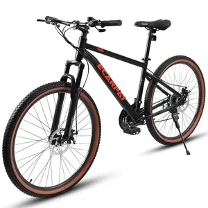 24 Inch Mountain Bike for Teenagers, High Carbon Steel Frame, Disc Brakes, Durable Design, Brown Edge Tires, Ideal for School Commuting
