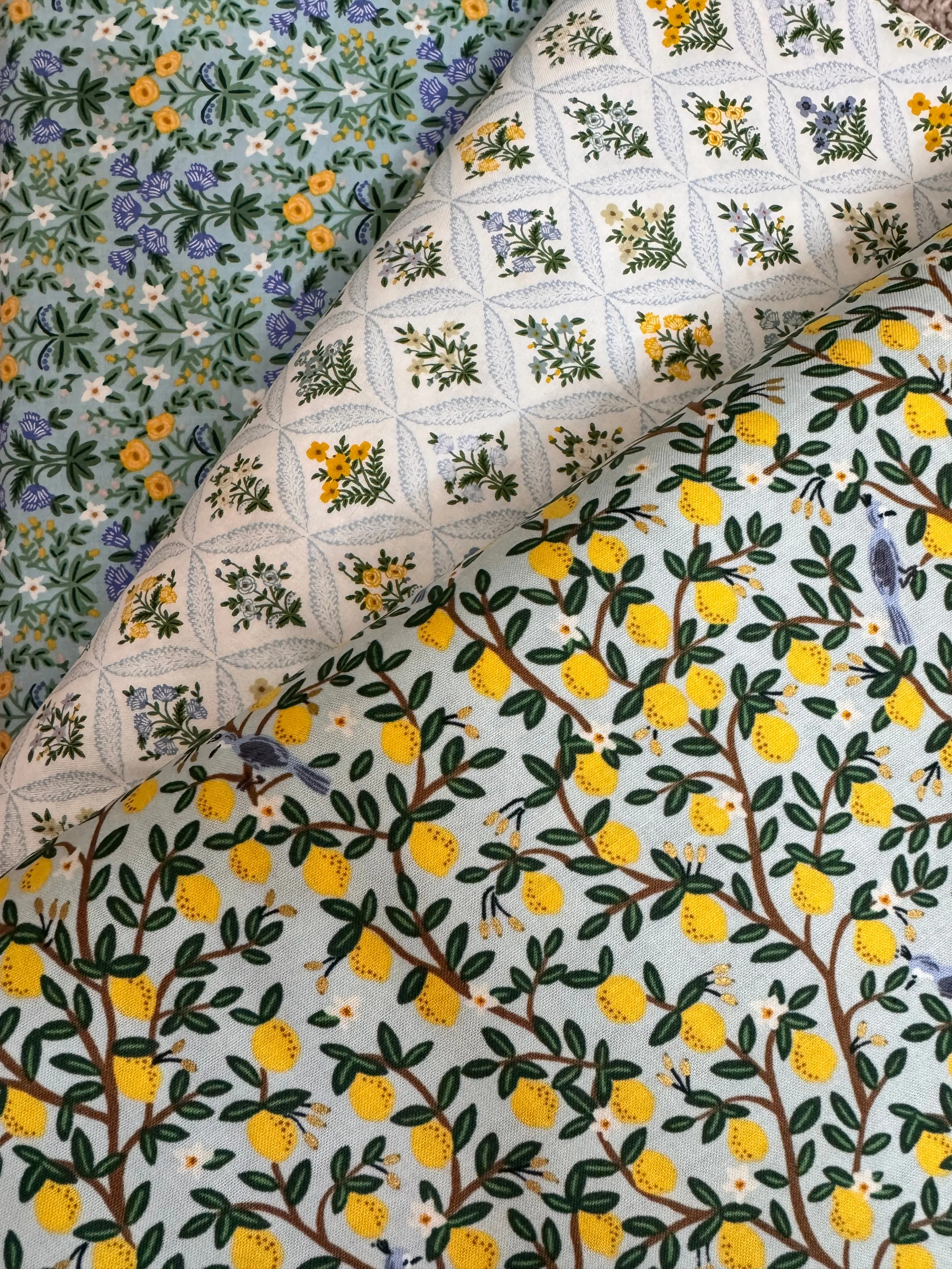 Rifle Paper Co. Lemon Grove Society Fat Quarter Fabric Pack - Sewing & Craft Textile Bundle