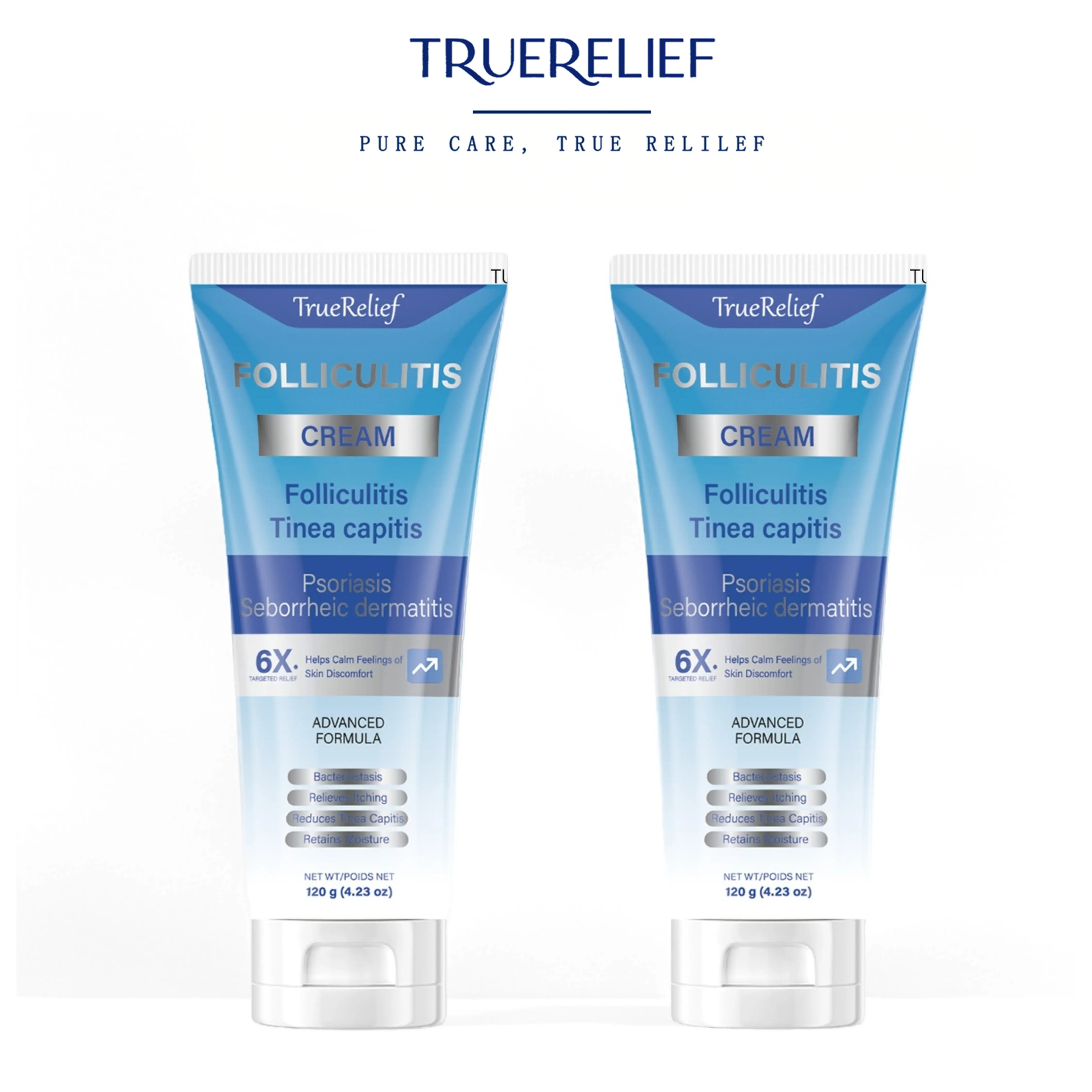 TrueRelief Botanical Folliculitis Cream, Soothing Moisturizer for Bumps on Face, Body & Scalp - Lightweight Moisture for Sensitive Skin, For Adults, 120g, Body Care, Face Care Products, Scalp Care