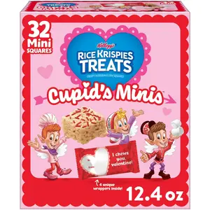 Rice Krispies Treats Valentine's Day Minis with Sprinkles Chewy Mini Marshmallow Cereal Bars, Kids Snacks, 32 Count, 12.4 oz