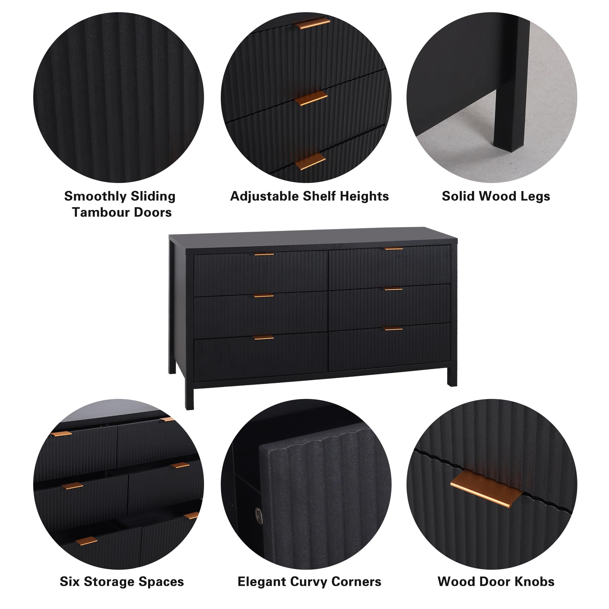 Giratree 6 9 Drawer Dresser Cabinet, Long Nightstand with Drawers and Storage Cabinet, Boho Solid Wood Dresser TV Stand, Mid Century Modern Nightstand with 6 Drawer Dresser for Bedroom Closet