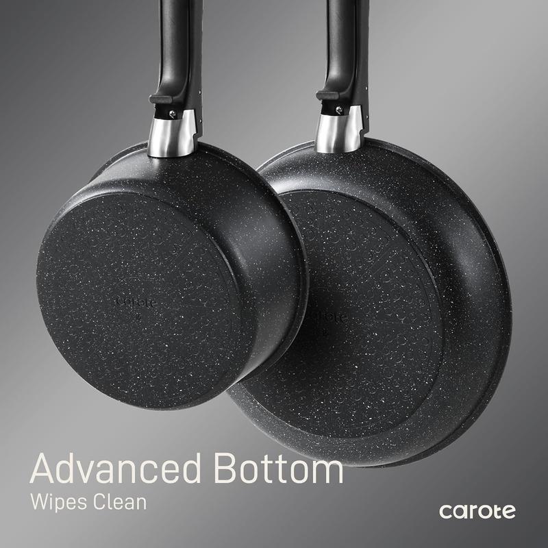 [Official] CAROTE 18pcs Detachable Handle Nonstick Cookware Set, Blue/Green/Black/Taupe/White, Pots and Pans, Oven safe Frying Pan, Dishwasher Safe