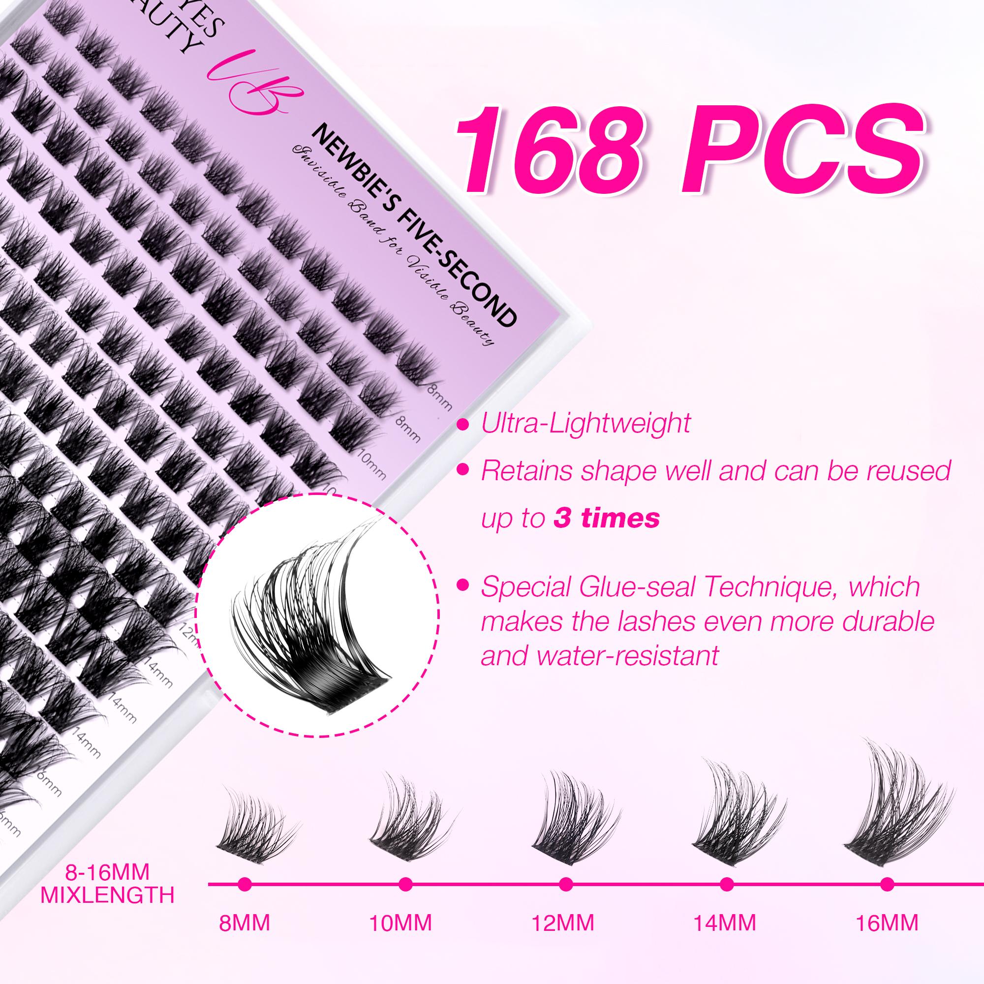 VEYESBEAUTY VB-Siren Cluster Lashes Individual Lash Extensions Layered Wispy Faux Mink Lash Newbie's Five-Second DIY Mixed Length for Self Application Makeup at Home Cosmetic Eyelashes Extensions