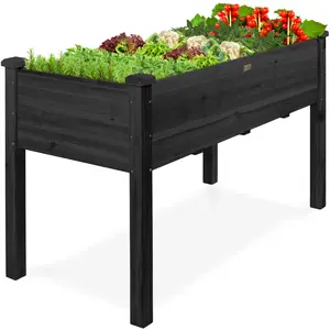 Best Choice Products 48x24x30in Raised Garden Bed, Elevated Wooden Planter for Yard w/ Foot Caps, Liner