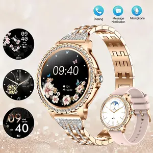 1.32" HD Touchscreen FitnessTracker Women's Smart Watch 2026 New Rose Gold IP68, DiamondDial & Diamond-Studded Strap, Bluetooth Call Answer/Reject, Sleep Monitor, 100+ Sport Modes, Extra Strap