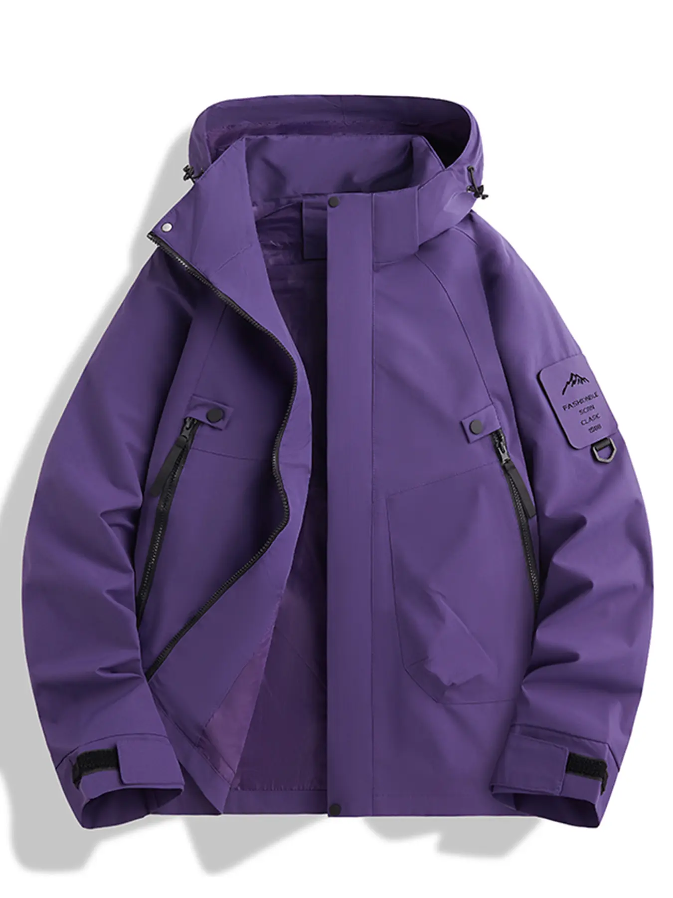 New Outdoor Hooded Climbing Couple Jacket, Spring Autumn Windproof Waterproof Breathable Comfort Fashion Solid Color Fleece Lined, sport outdoor clothes, Waterproof Windproof Sports Outerwear, Water Resistant Jacket, Outdoor Apparel
