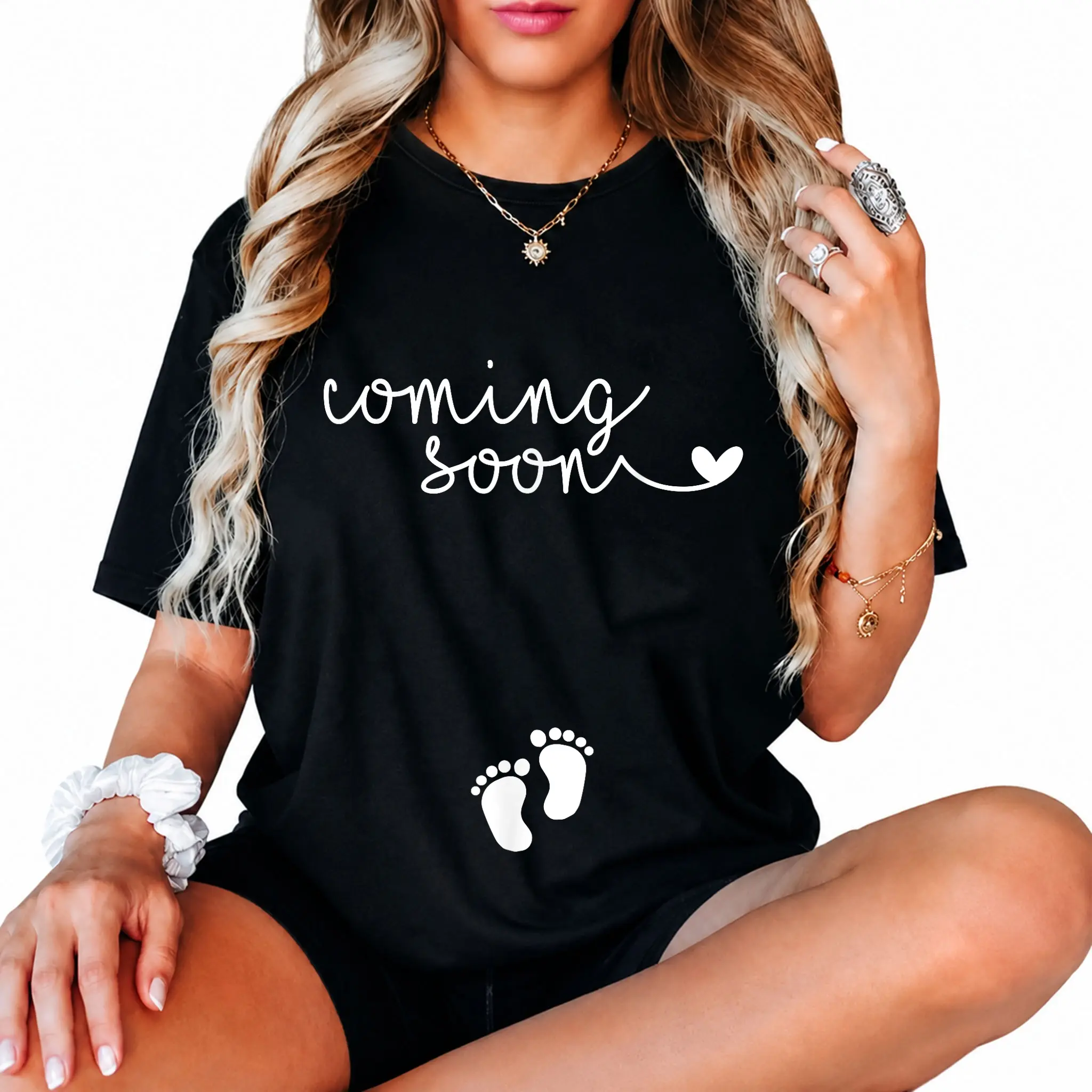 Women's 100% Cotton Short-Sleeve Graphic Maternity T-Shirt - Soft Cotton Tee, Everyday Casual Wear, Pregnancy Clothes for Funny Preg Shoutout & Pregnant Moms