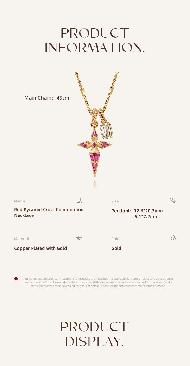FetteroGold Plated Cross Necklace with Pink Sapphire and Crystal Charms - Twisted Rope Chain Pendant Necklace for Women FetteroGold Plated Cross Necklace with Pink Sapphire and Crystal Charms - Twisted Rope Chain Pendant Necklace for Women