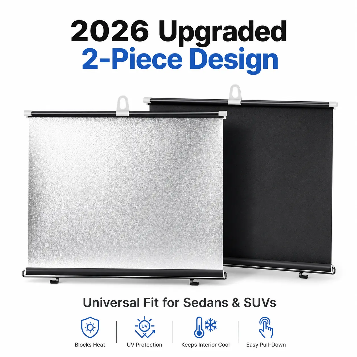 Retractable Windshield Sunshade Automatic Front Window Protector 1-Second Deploy UV Heat Blocker For Cars SUVs Trucks Commuters Interior Cooling Gear