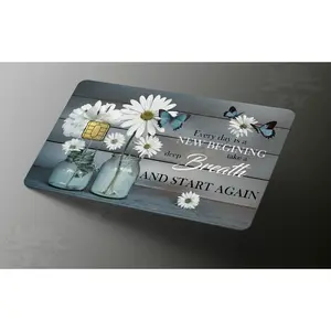 Daisy Flowers Blue Rustic Butterfly Credit Card Skin