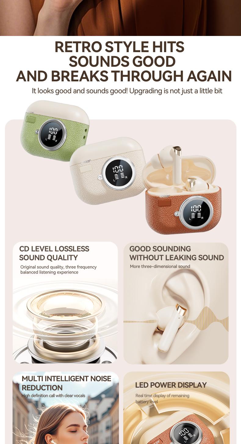 acer OHR508 Wireless Stereo Earbuds, In-Ear Noise-Canceling Earphones, Extra Long Battery Life, Universal Fit for Men and Women, Comfortable Wear, Noise Isolation Headphones, HIFI Sound Quality Music Headset Beige Audio Electronic