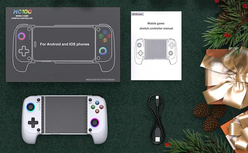 Wireless Mobile Gaming Controller for 100-175mm Smartphones, Rechargeable Portable Controller for iPhone/Android/iPad, Hall Effect Joystick, Turbo, Low Latency Bluetooth, Phone Case Support, Gaming Accessories for Steam, Cool Gadgets Gifts for Him