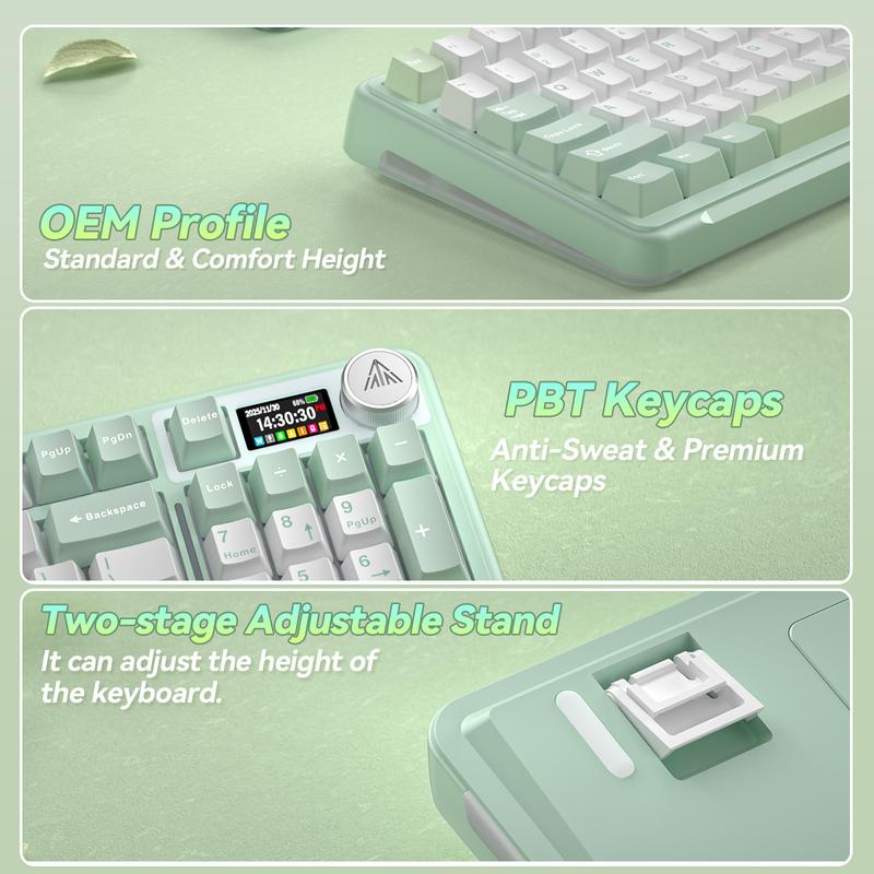 Solakaka A99 Pro Custom Wireless Mechanical Keyboard,  Hot-Swappable, LCD Screen & Control Knob, Tri-Mode BT/2.4G/USB-C, RGB Backlit