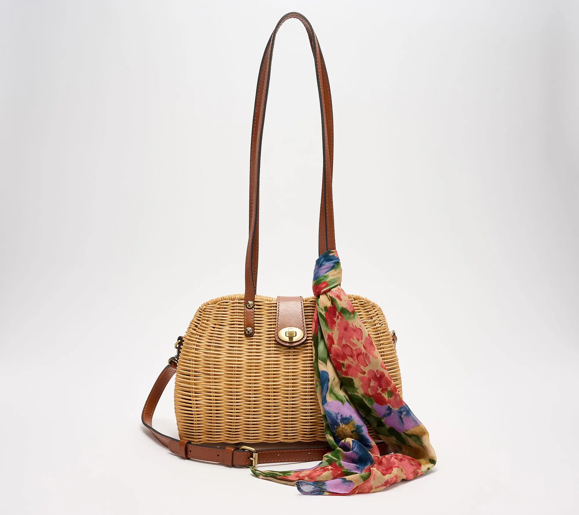 Patricia Nash Isere Wicker Satchel with Scarf Patricia Nash Isere Wicker Satchel with Scarf