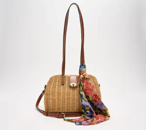Patricia Nash Isere Wicker Satchel with Scarf
