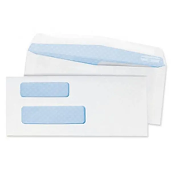 No. 8 - 5/8" x 3 5/8" Double Window Business Envelope, 24 lb White Wove Paper, 500 Count, Inside Printed Security Tint, Easy Address Display, Privacy for Business Invoices & General Forms