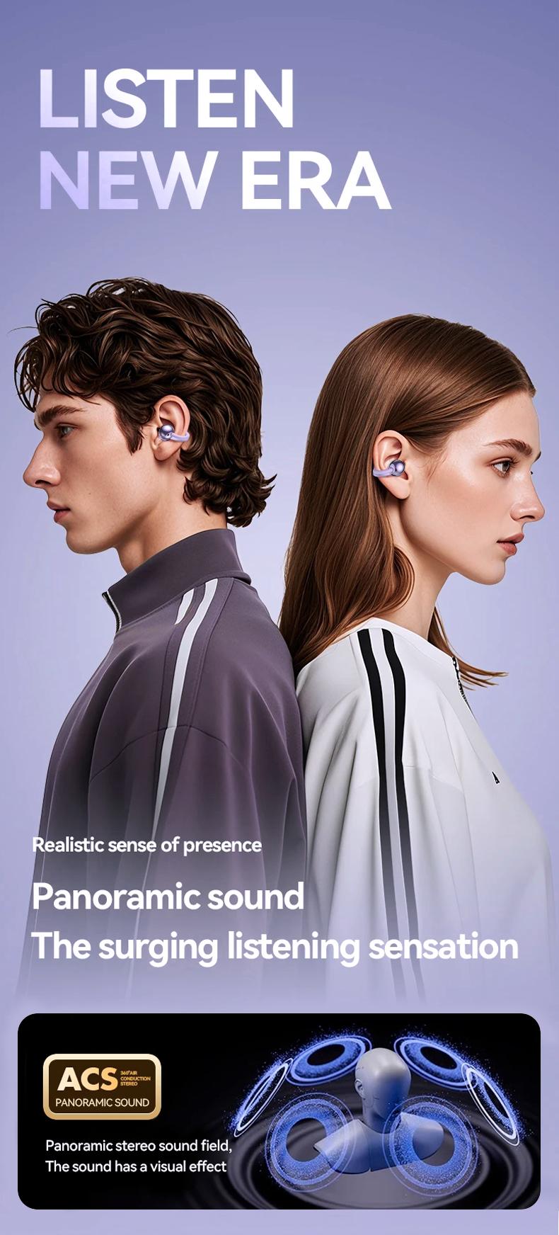 HTC NE41 Clip-On Ear Headphones ,Heart Rate Monitoring Earbuds, Blood Oxygen Monitoring Earbuds,Headphones for Music & Phone Calls, IPX5 Sport Waterproof & Sweatproof, with LCD Full Color Touch Screen, Bluetooth 6.0 Headsets, Heart Rate Health Management