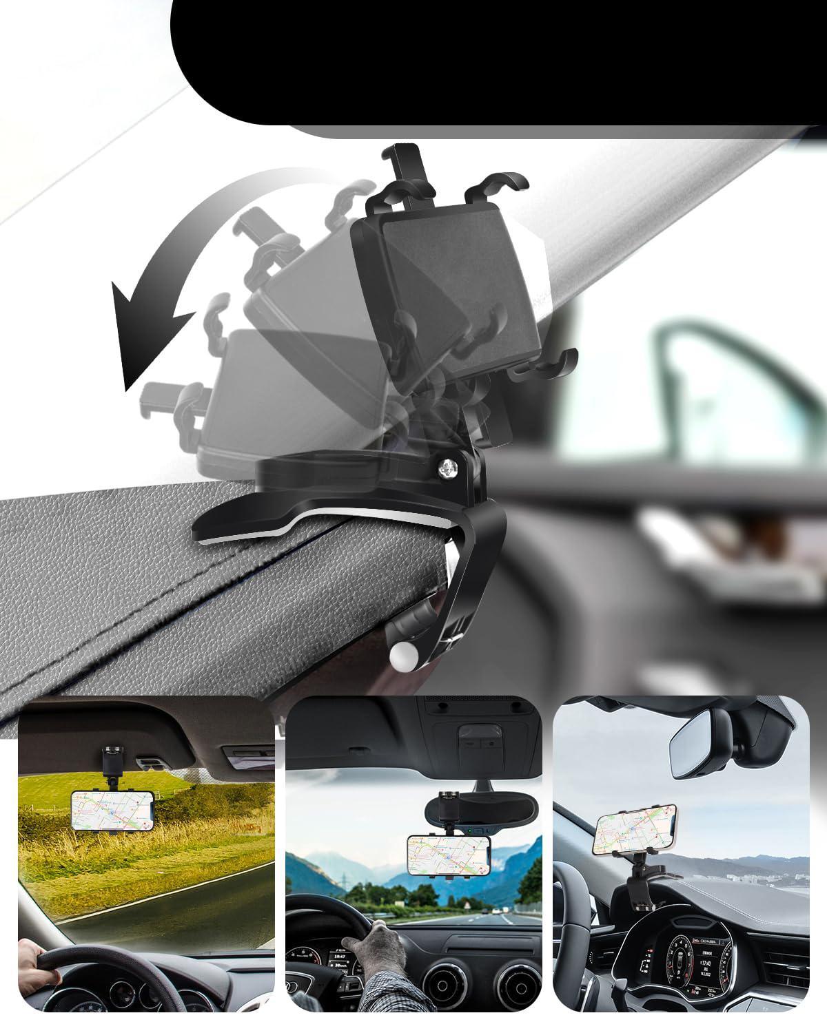 360 Degree Rotation Dashboard Car Phone Holder - Multifunctional One Hand Operation Clip Design Phone Mount Suitable 4-6.5 inch phones - Car accessories
