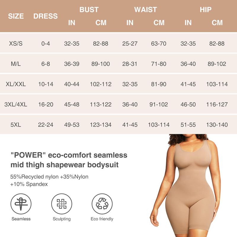 FeelinGirl Shapewear Bodysuit for Women Tummy Control Seamless Butt Lifting Thigh Slimmer Full Shapewear Comfort Fabric Womenswear Fit