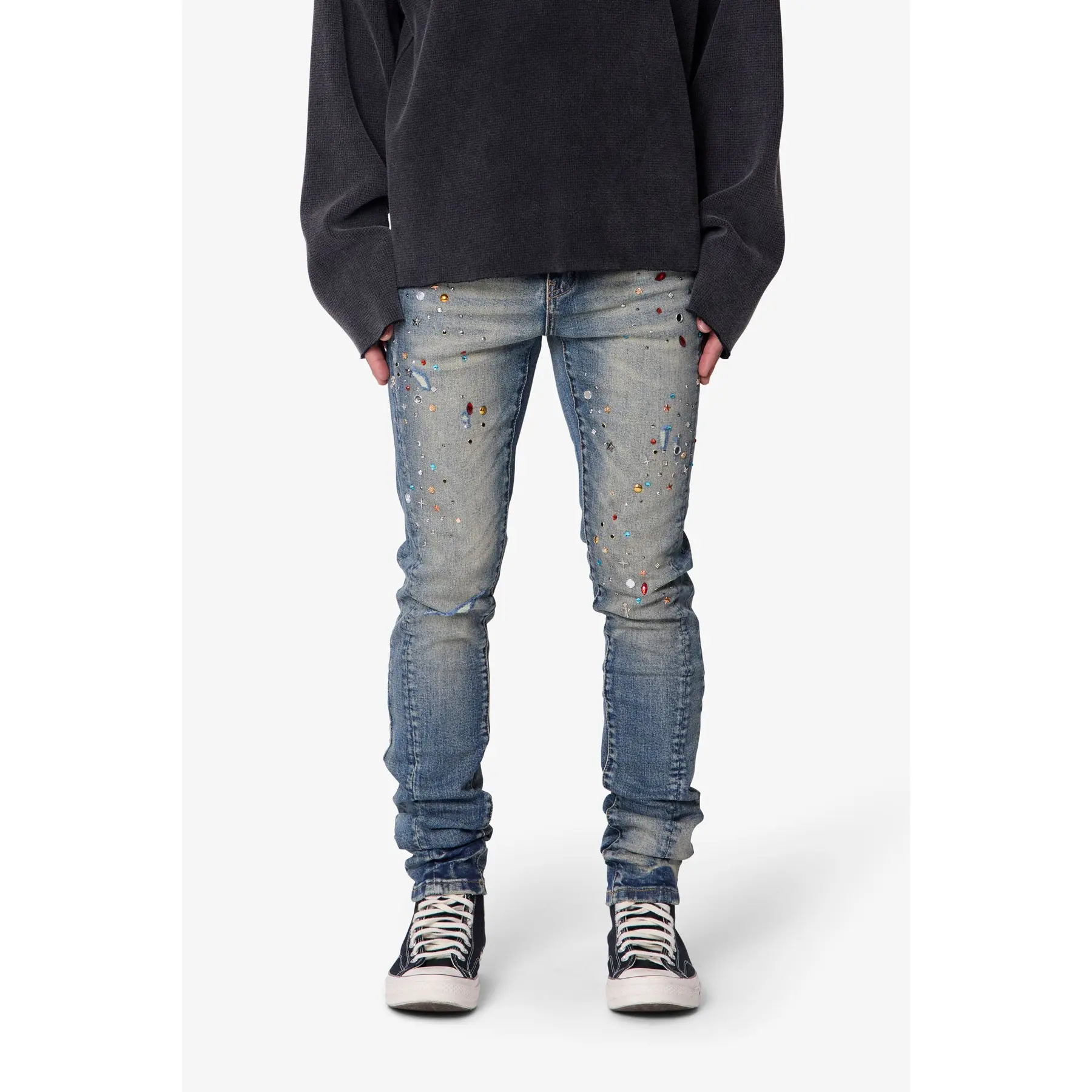 mnml Skinny Crystal Denim - Washed Blue