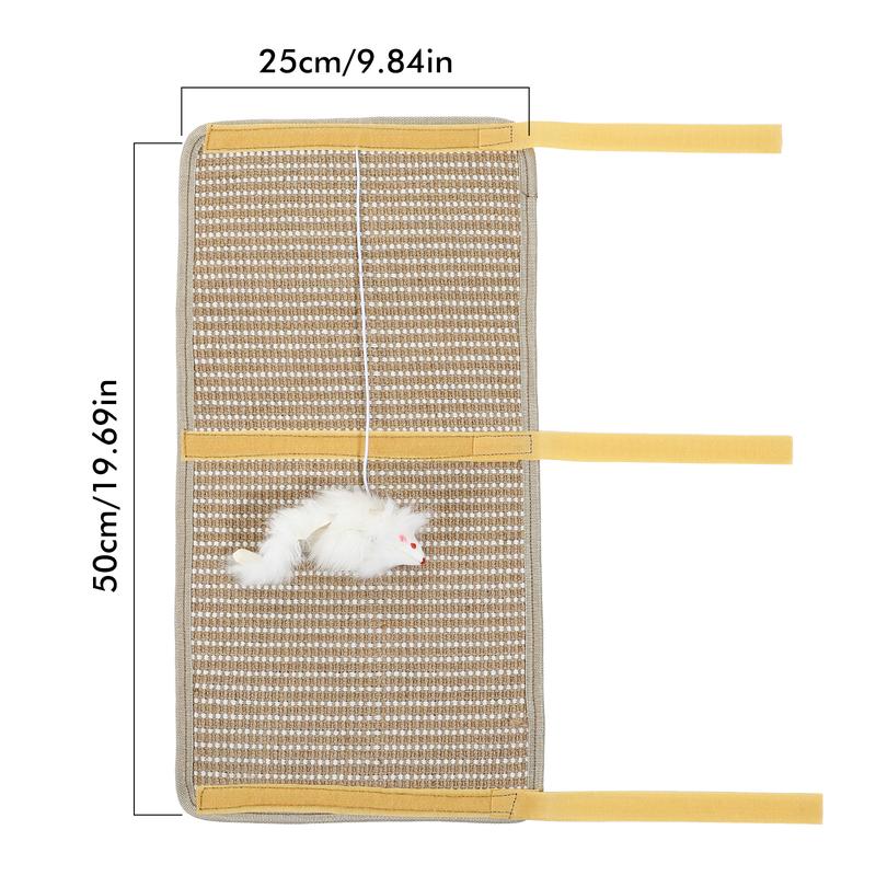 Pawaboo Cat Tree Saver Mat | Cat Scratcher Mat, Repair Worn Cat Trees with 100% Natural Sisal & Extra Hanging Toy - A Gift of Gratitude for Your Cat