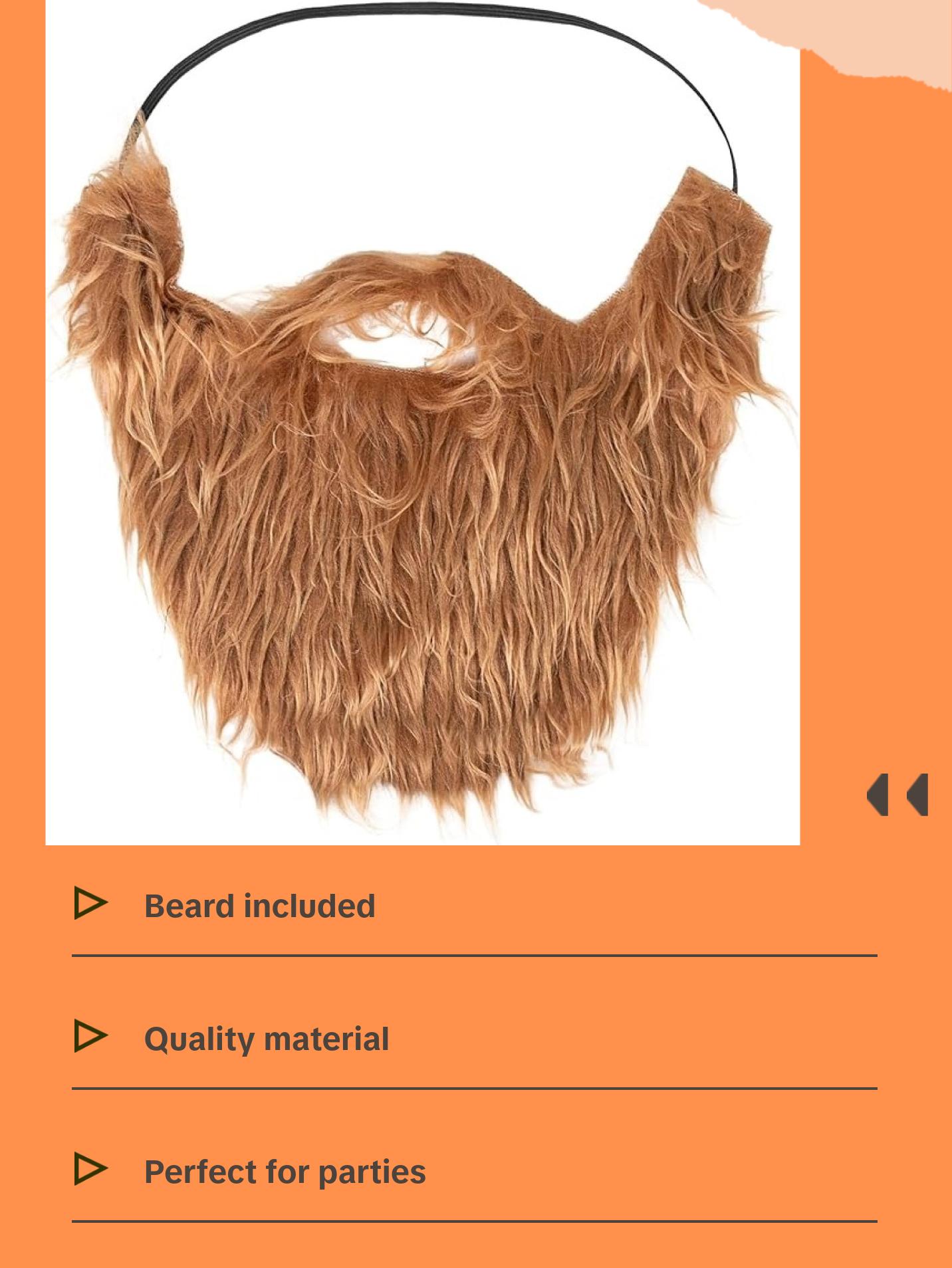 Costume Beard and Mustache Set - Full Fake Beard with Elastic Band – One Size Fits Most Adults & Kids – Perfect for Halloween, Theme Party ,Pretend Play Fun & Role Play Costume Beard and Mustache Set - Full Fake Beard with Elastic Band – One Size Fits Most Adults & Kids – Perfect for Halloween, Theme Party ,Pretend Play Fun & Role Play