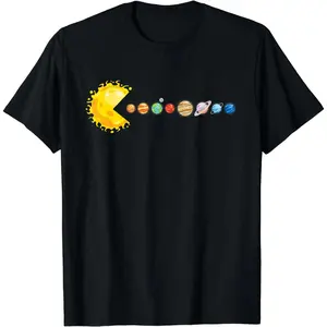 Cotton Short Sleeve Planetary System Star Eating Planets Sun Funny Astronomy T-Shirt For Men Women
