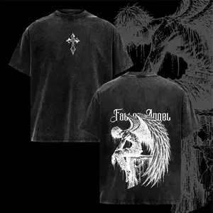 Fallen Angel Shirt – Vintage Washed Tee, Dark Aesthetic Graphic Tee, Angel Wing Streetwear, Grunge Oversize Shirt for Men & Women, Jesus Apparel, Christian Based Clothing, Gym Pump Cover