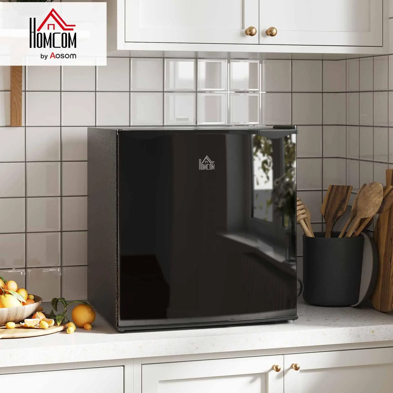 HOMCOM Mini Freezer Countertop, 1.1 Cu.Ft Compact Upright Freezer with Removable Shelves, Reversible Door for Home, Dorm, Apartment and Office, Silver