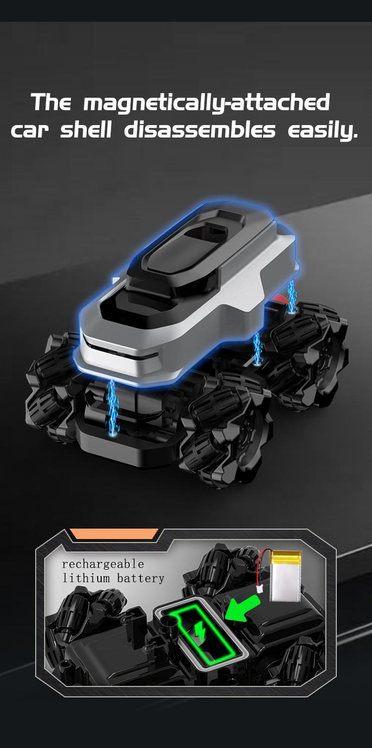 BRRRRT Amphibious Remote Control Car 4WD Waterproof RC Vehicle 360°Rotation RC Truck Stunt Car 2.4 GHz Remote Control Boat for 5 6 7 8 9-12 Kids Girls Boys Gift All Terrain Water Beach Pool Toy