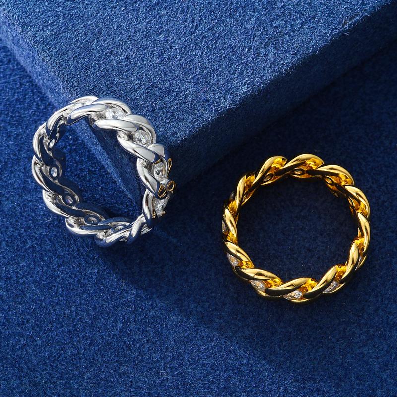 【#R456 】Cuban Ring UCCIYO S925 Sterling Silver Synthetic Moissanite Ring for Women Men Hip Hop Jewelry Gift