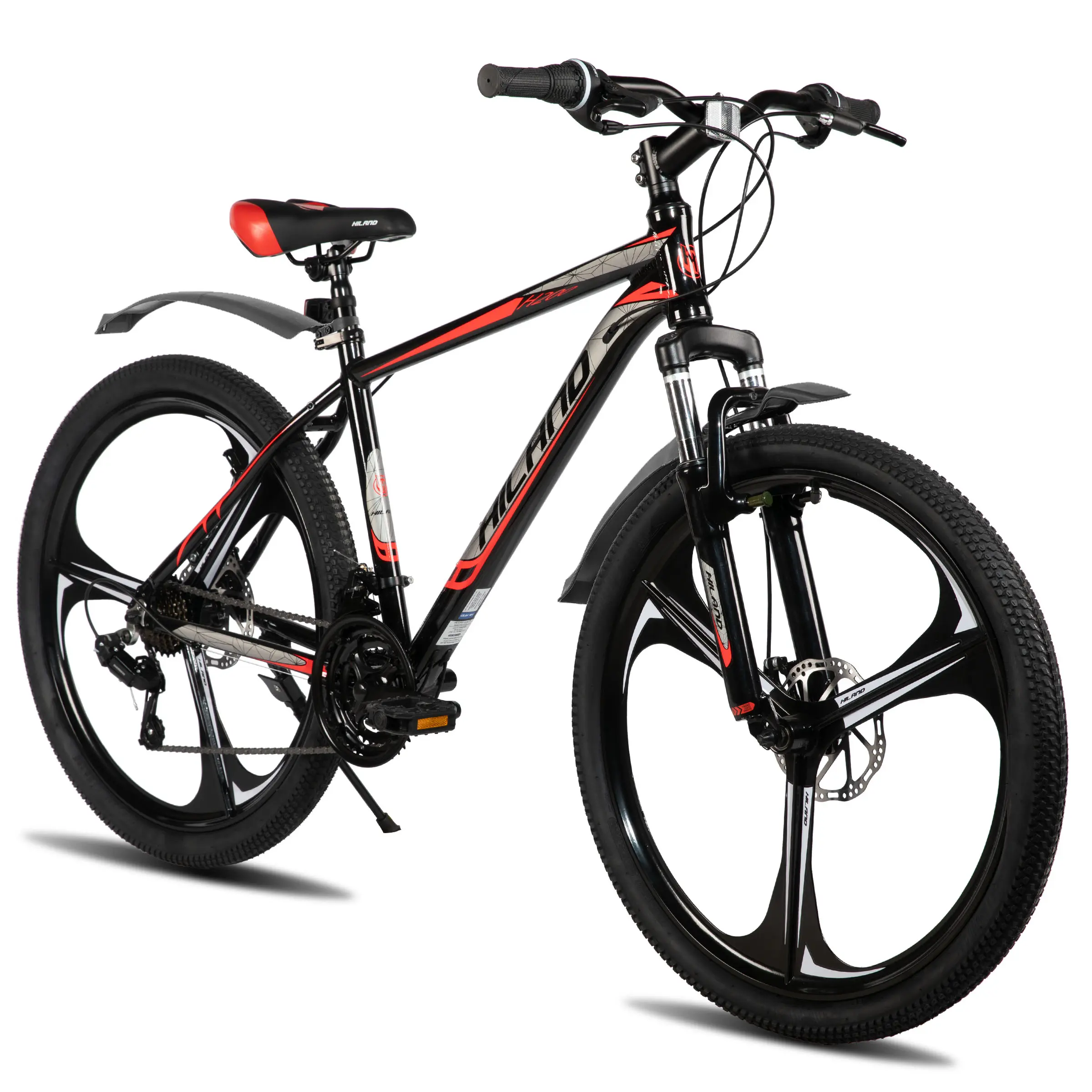 HILAND 26" MTB Mountain Bike for Men Women Adults, 18-Speed, Disc Brake, Lightweight Aluminum Frame, 3/6 Spoke Wheel, Bicycle, Aluminum Frame Bikes, Lightweight Bikes Outdoor Sports Bicycle