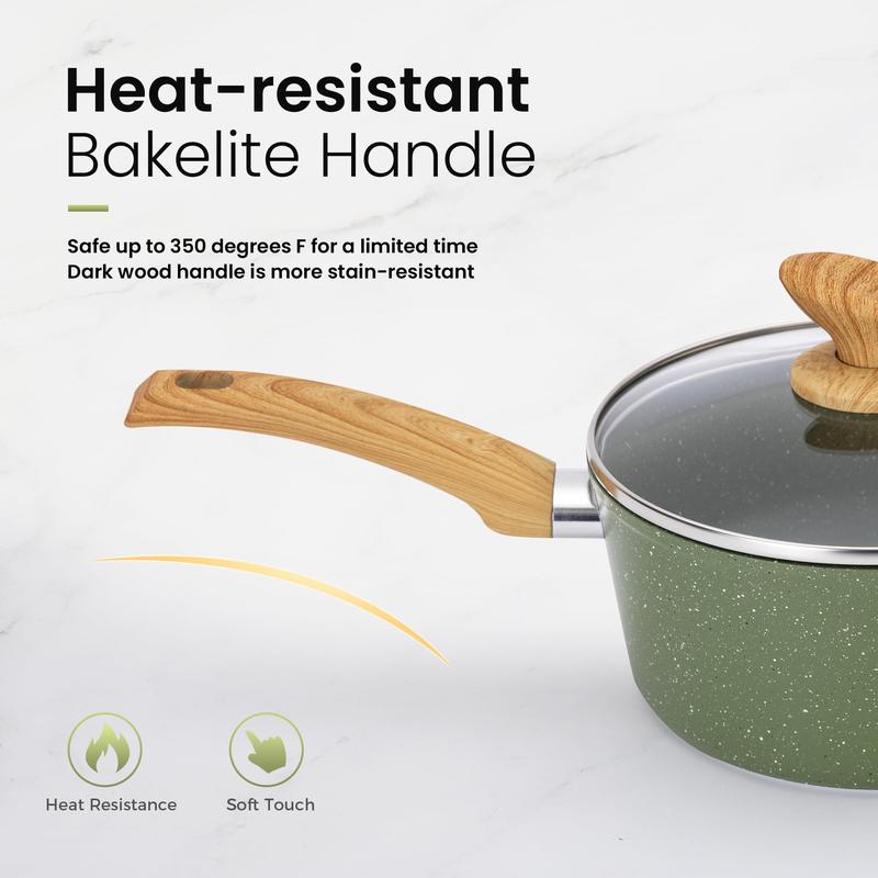 Kitchen Academy Set of 30 Pieces - Induction Cookware with Nonstick Granite Stone Coating, Includes 5 Casserole Lids, Various Woks and Frying Pans