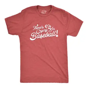 No Crying In Baseball T Shirt Funny 80s Shirts Retro Sports League Tee Mens Funny T Shirts Cool Vintage Fashion T-Shirt Gift Classic Menswear Baseball Apparel for Men Funny Movie Short Sleeve Novelty Tees for Red