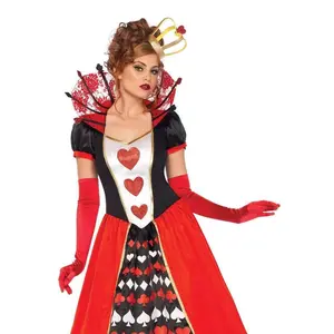 Deluxe Queen Of Hearts Wonderland Halloween Costume Gown