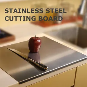 Non-slip Stainless Steel Chopping Board - Stainless Steel Cutting Boards for Kitchen, Kneading Cutting Board Mats, Metal Cutting Board for Meat, Fruits, Vegetables, Bread, and Baking Small Cutting Boards (40 x 30cm/15.7 x 11.8 in)