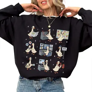 [Made in USA] Silly Goose 911 Dispatcher Sweatshirt, Funny Emergency Call Operator Graphic Crewneck, EMS Dispatch Humor Shirt, First Responder Mom Dad Gift, Cute Dispatcher Pullover, Trendy Graphic Sweatshirt, Gift For First Responders